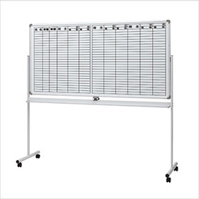 脚付きホワイトボードに表組のデザインを加工した画像となります。